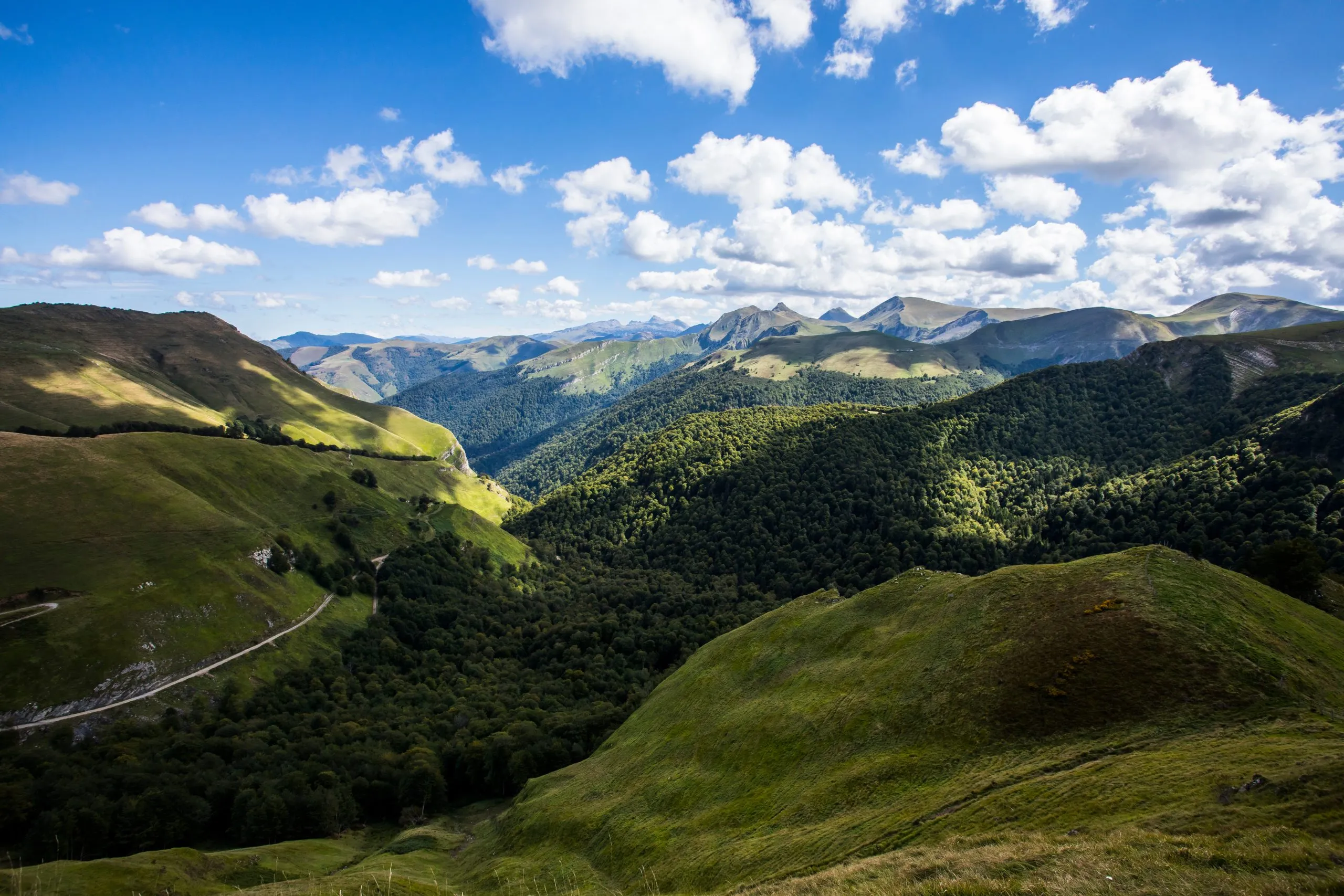 Sommerlandskap i fjellene i Navarra, Pyreneene, Spania